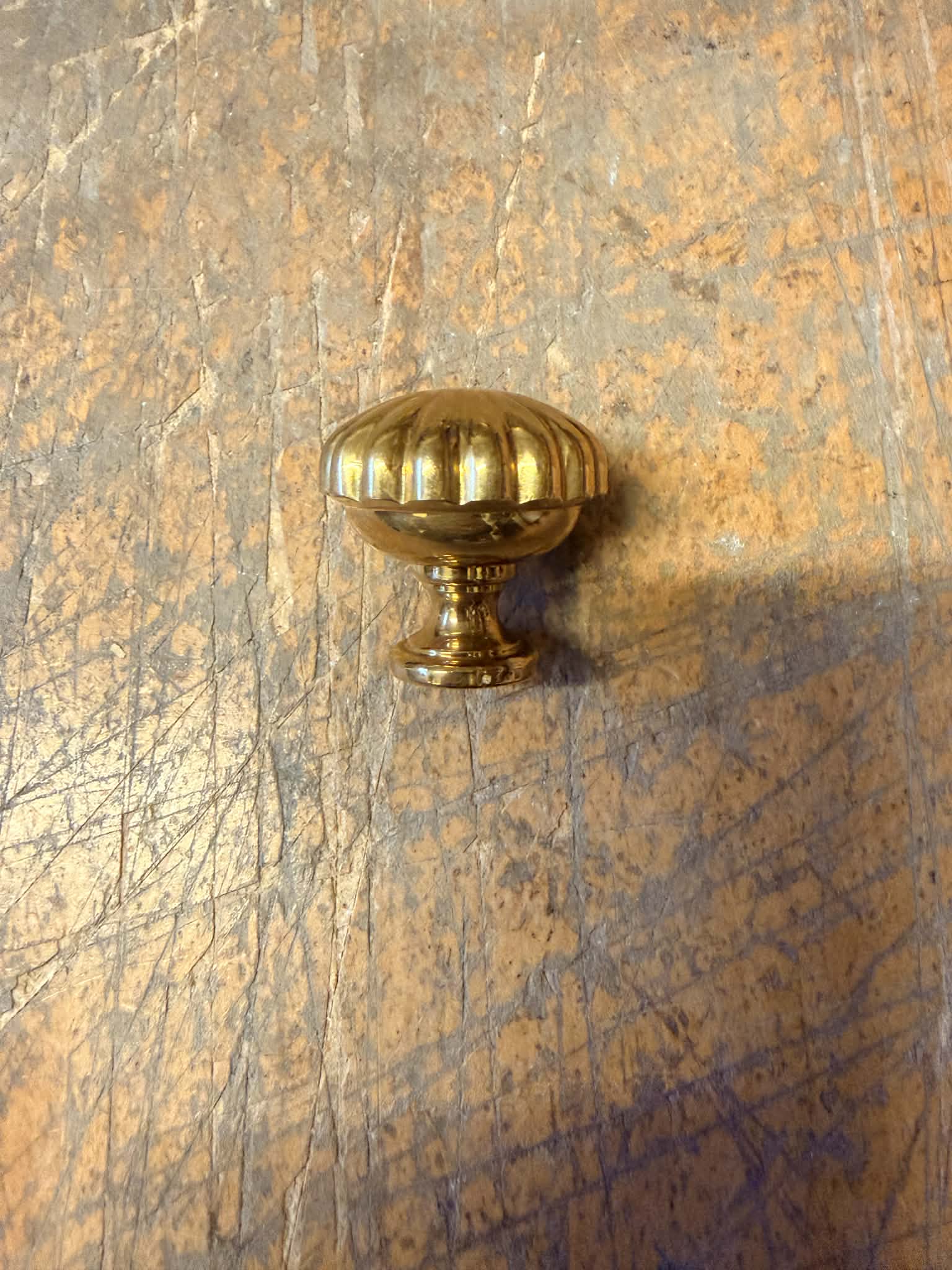 Møbelknop blomst messing fra siden